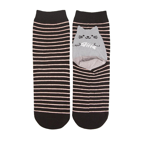 Носки полосатые "Cat" (черные)