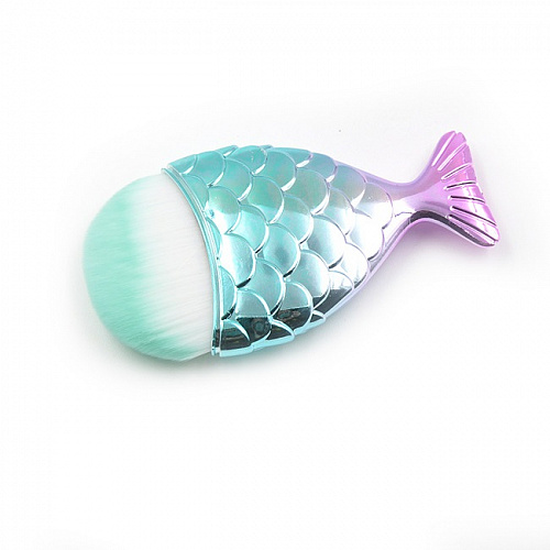 Кисть для макияжа "Rainbow fish", белый с голубым