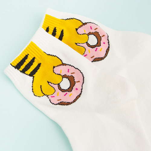 Носки "Лапка с едой" (белый)