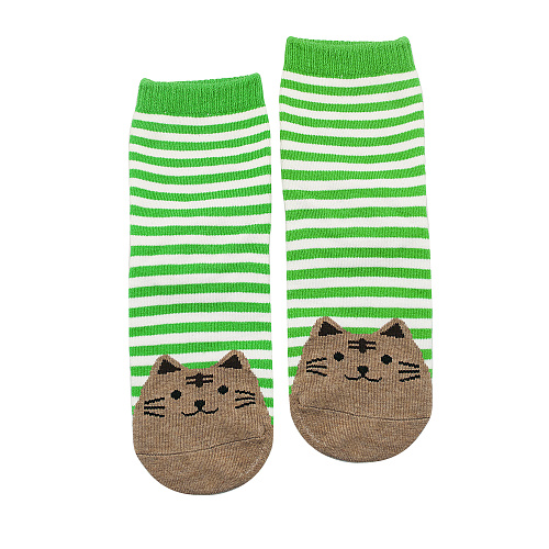 Носки "Кот в полоску" (зеленые)