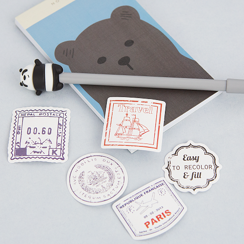 Набор стикеров в коробке "Штампы и марки"