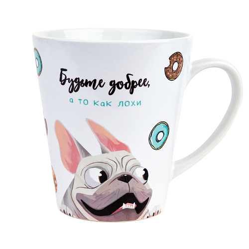 Кружка латте малая "Мопс и сладости"