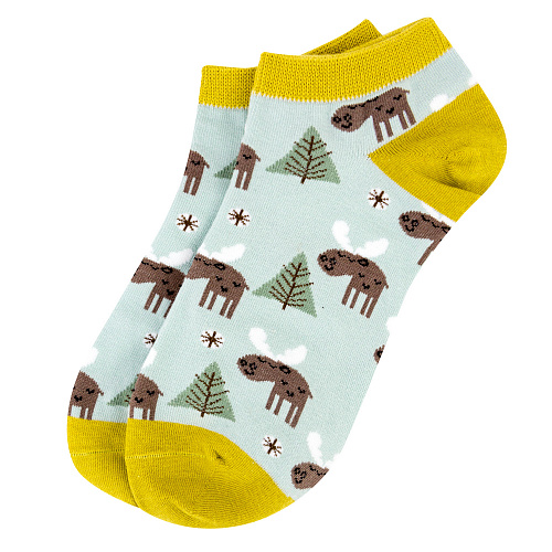 Носки короткие "Лоси" (желто-голубые)