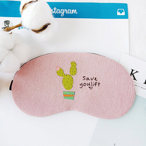 Маска для сна "Кактус в горшке" (розовая)