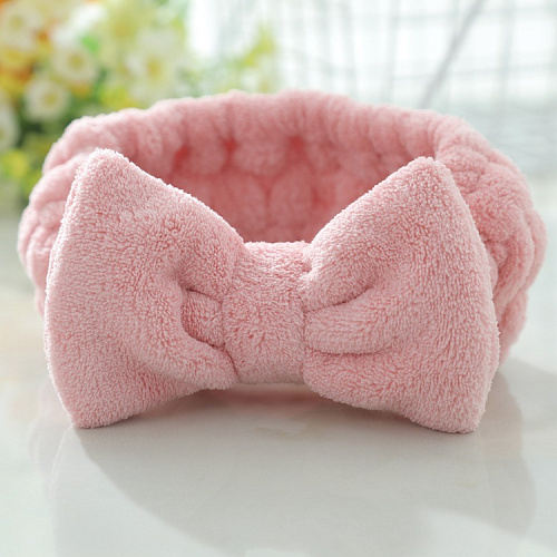 Повязка на голову широкая, розовая