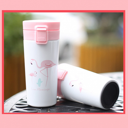 Термостакан "Фламинго и кактус"