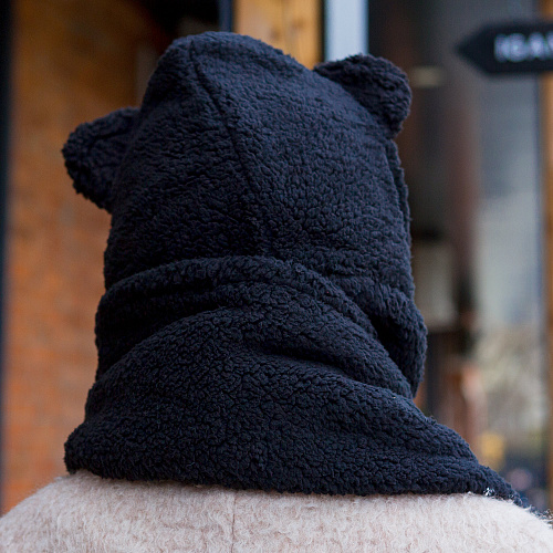 Шарф-капюшон "Котик" (черный)