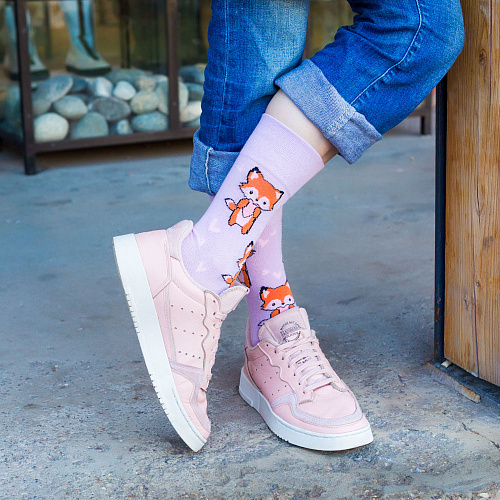 Носки "Лисы с сердечками", разм.35-39