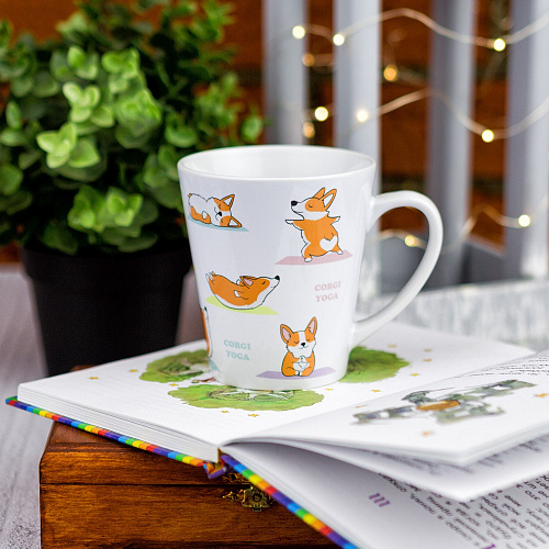 Кружка латте малая "Корги йога"