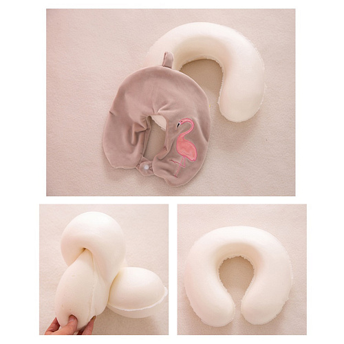 Подушка для путешествий "Фламинго", Memory Foam (розовая)