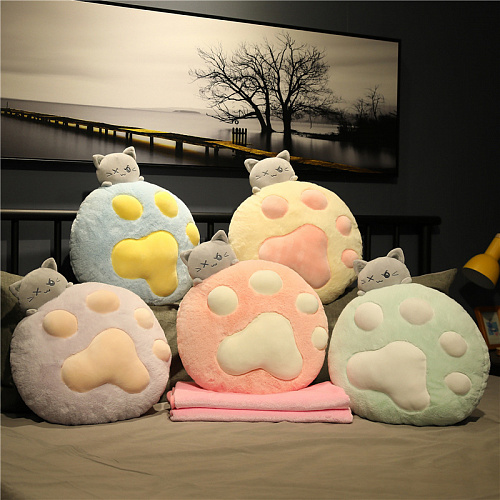 Игрушка-подушка "Котик с пледом" (розовая) 35*40см