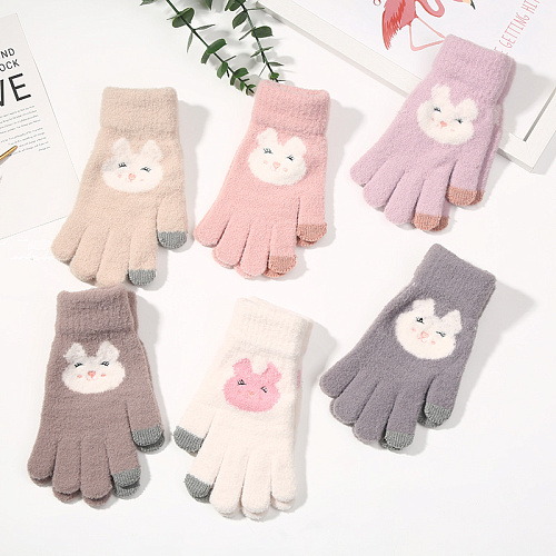 Перчатки сенсорные "Мордочки", бежевые