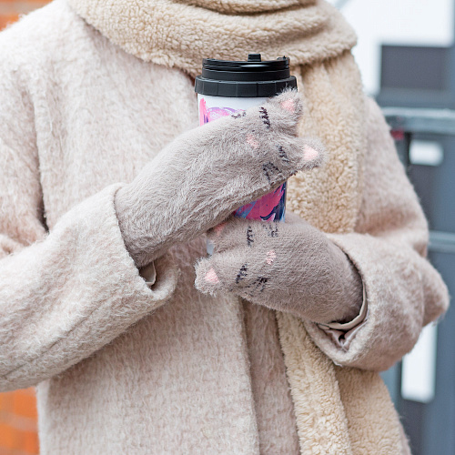 Варежки "Котики" (коричневые)