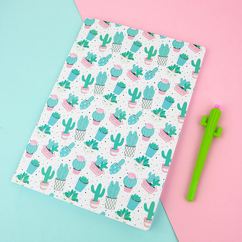 Тетрадь в розовую клетку А4 "Кактусы"