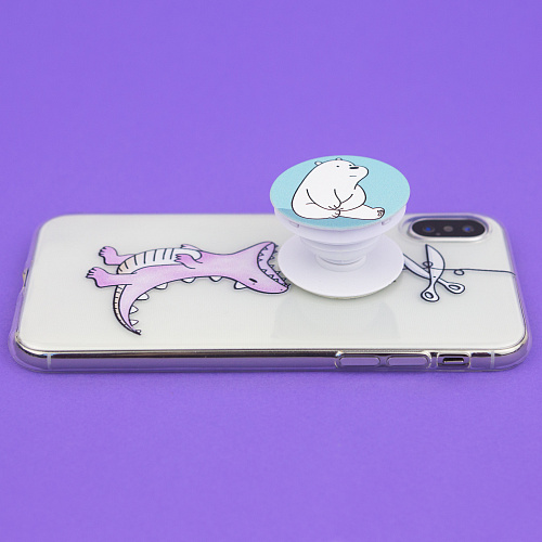 Держатель для телефона/попсокет "Bear white"