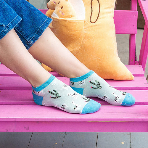 Носки короткие "Ламы" (голубые)