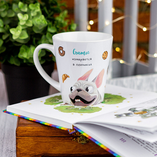 Кружка латте малая "Мопс и сладости"