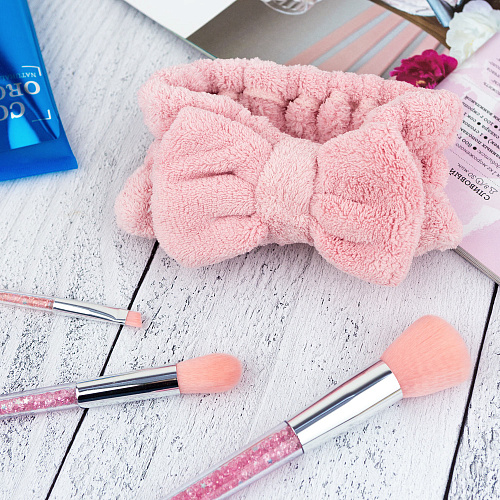 Повязка на голову широкая, розовая