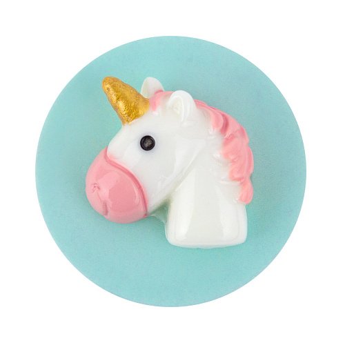 Держатель для телефона/попсокет "Голова единорога" (розовый на зеленом)