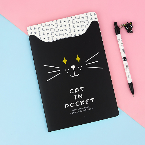 Тетрадь "Сat in pocket" (черный с желтыми глазами)