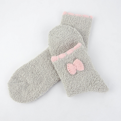 Носки теплые с бантиком (бежевые)