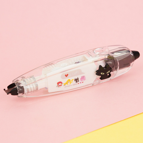 Ручка-скотч "Звери и сердечки" (черный кот)