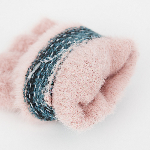 Варежки пушистые медведи (розовые)