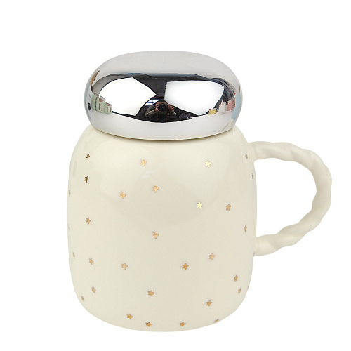 Кружка с крышкой "Маршмеллоу" (бежевая)