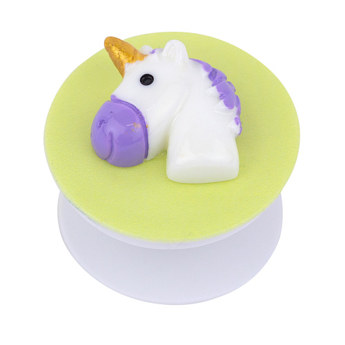 Держатель для телефона/попсокет "Голова единорога" (фиолетовый на желтом)