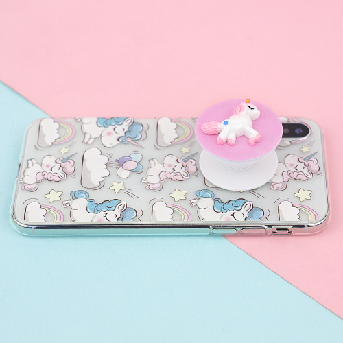 Держатель для телефона/попсокет "Единорожка" (розовый на розовом)