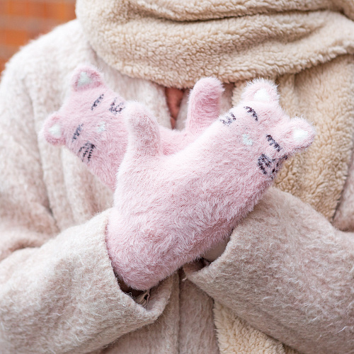 Варежки "Котики" (розовые)