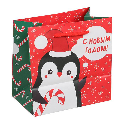 Пакет ламинированный квадратный «С Новым годом», 14 × 14 × 9 см 3425131