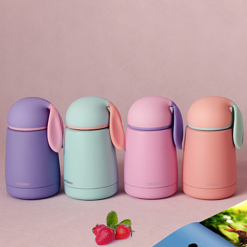 Термос "Ушастый кролик" (розовый)