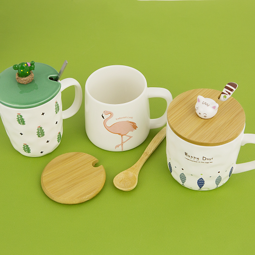 Кружка с крышкой "Фламинго"