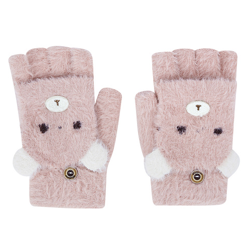 Варежки пушистые медведи (розовые)