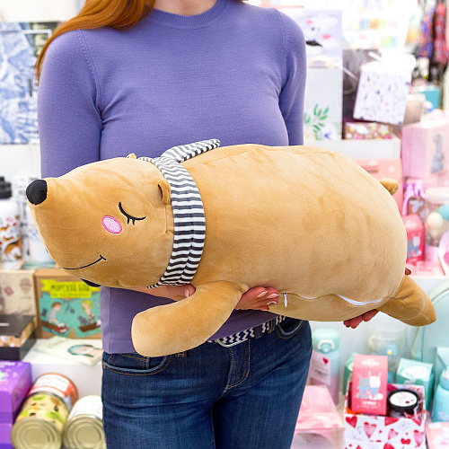 Игрушка-подушка "Медведь в шарфе" (бежевый) 65см