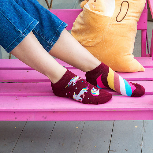 Носки короткие "Радужные единороги"