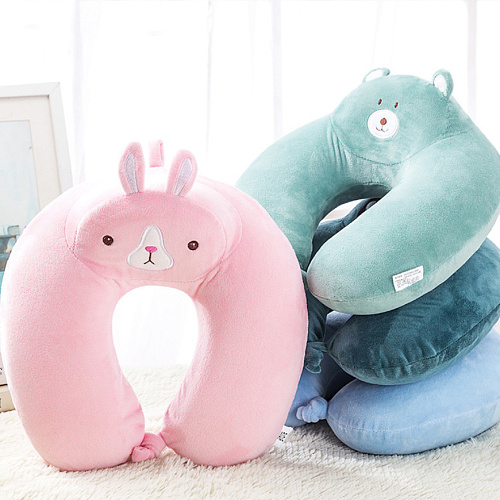 Подушка для путешествий "Мишка", Memory Foam (голубая)