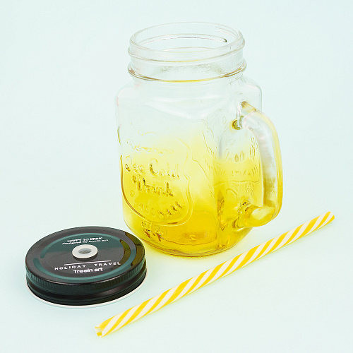 Кружка-банка стеклянная (желтая)