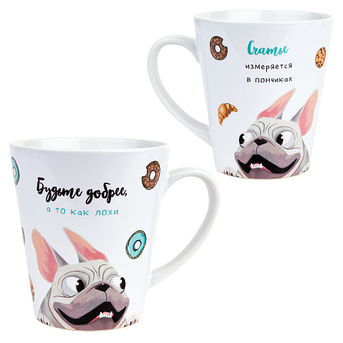 Кружка латте малая "Мопс и сладости"