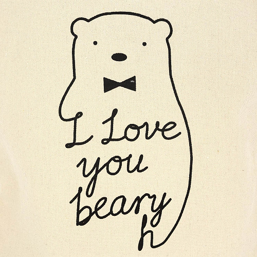 Эко-сумка шоппер с принтом "I love you beary" (белая)
