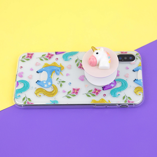 Держатель для телефона/попсокет "Голова единорога" (радужный)