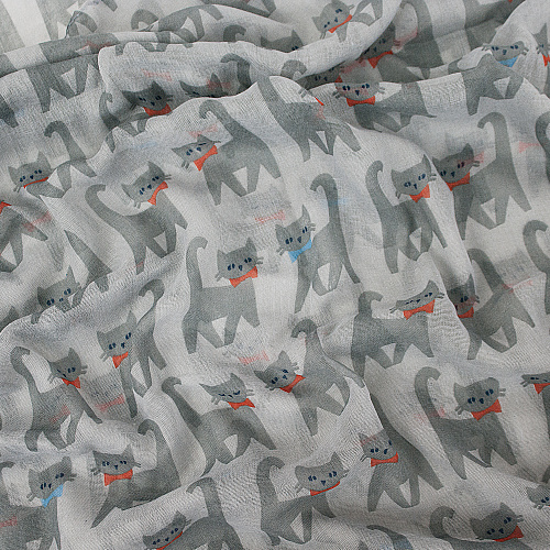 Шарф "Коты" (серый)