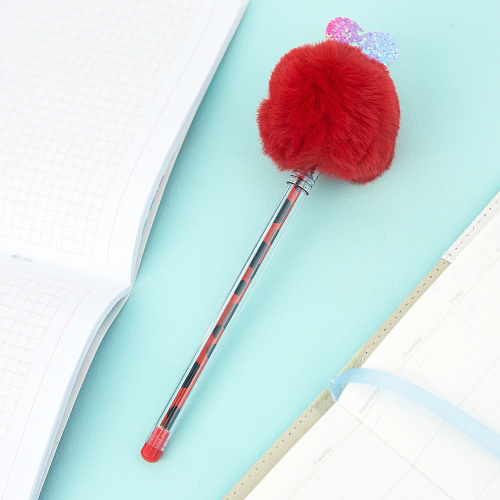 Ручка "Pom Pom" (красная с сердечком)