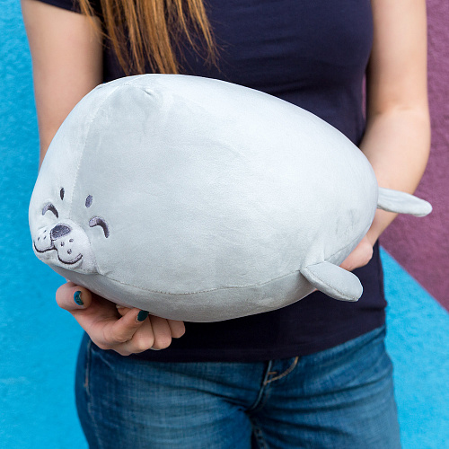 Игрушка-подушка "Тюленик" (серый) 40см