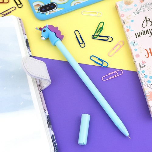 Ручка "Unicorn emoji" (голубая)