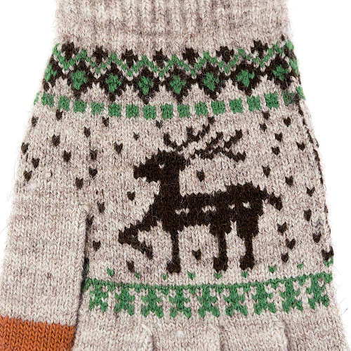 Перчатки с оленем сенсорные (бежевые)