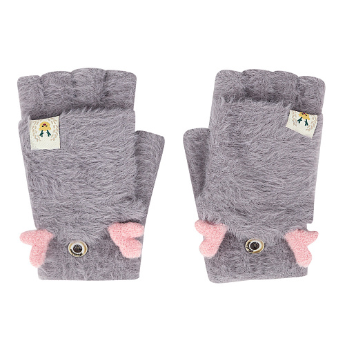 Варежки с рожками (темно-серые)
