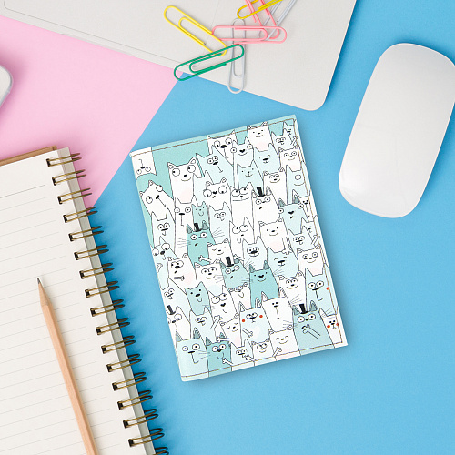 Обложка для паспорта "Котики" (кожа)