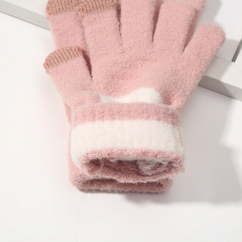 Перчатки сенсорные "Мордочки", розовые